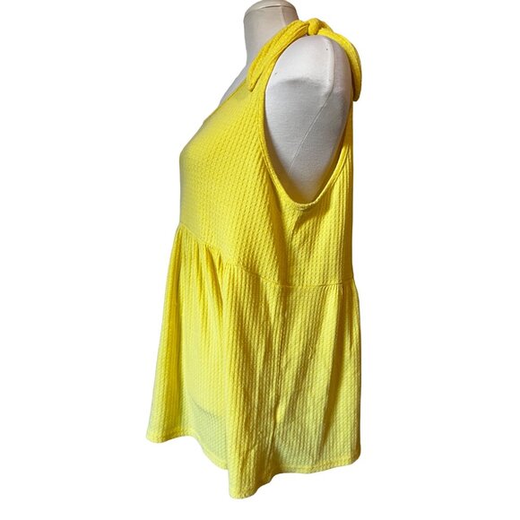 Vintage Spin USA Tank Top Sz 1XL Womens Yellow Plus Size Blouse Oversized Tie Sh - Picture 6 of 13